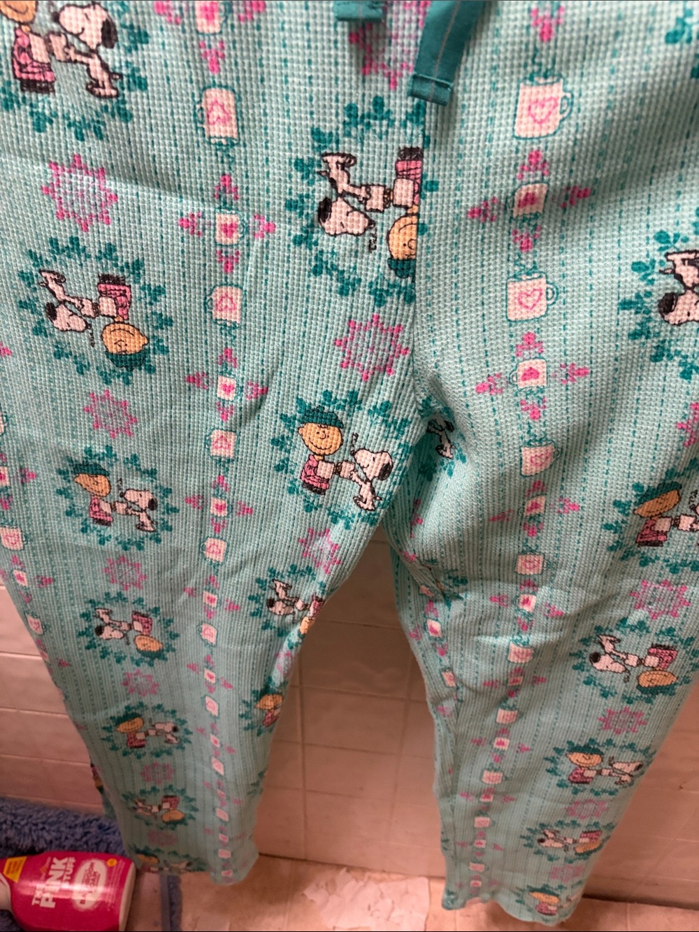 Peanuts Aqua Snoopy Floral Print Pajama Pants